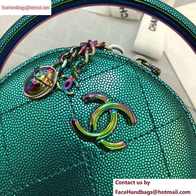 Chanel Grained Metallic Lambskin with Rainbow Metal Camera Case Bag AS0765 Green 2020