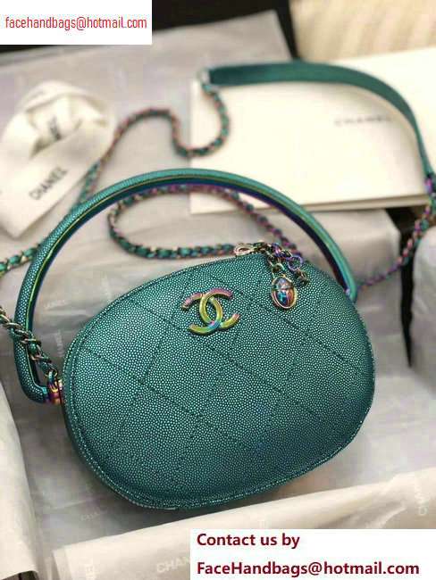 Chanel Grained Metallic Lambskin with Rainbow Metal Mini Camera Case Bag AS0764 Green 2020 - Click Image to Close