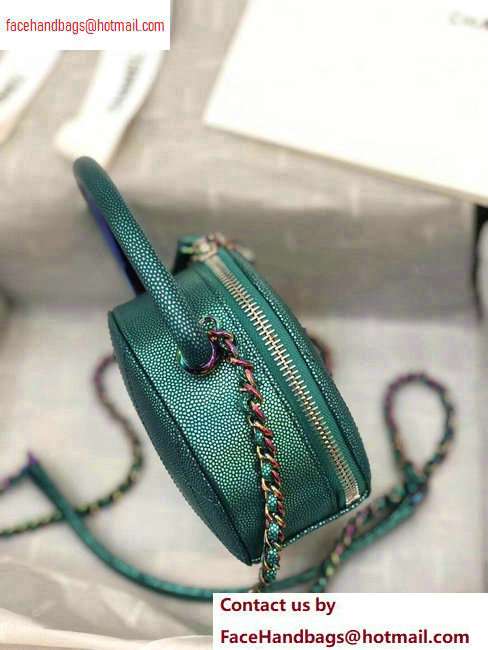 Chanel Grained Metallic Lambskin with Rainbow Metal Mini Camera Case Bag AS0764 Green 2020