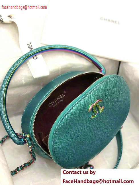 Chanel Grained Metallic Lambskin with Rainbow Metal Mini Camera Case Bag AS0764 Green 2020 - Click Image to Close