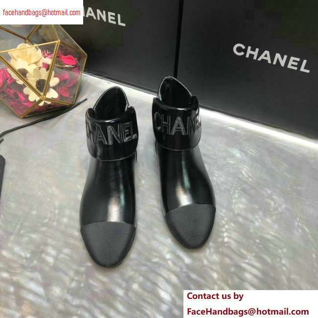 Chanel Heel 1.5cm Lambskin and Grosgrain Ankle Boots G35167 Black 2020 - Click Image to Close
