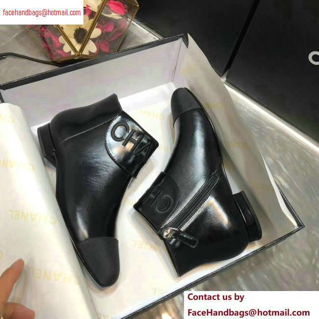Chanel Heel 1.5cm Lambskin and Grosgrain Ankle Boots G35167 Black 2020 - Click Image to Close