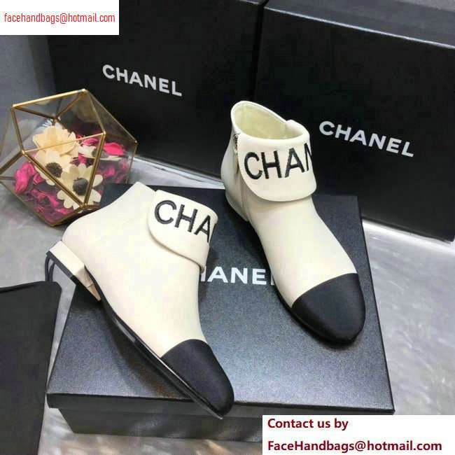 Chanel Heel 1.5cm Lambskin and Grosgrain Ankle Boots G35167 Creamy 2020