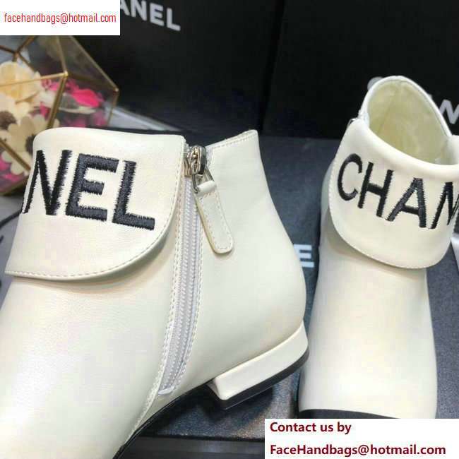 Chanel Heel 1.5cm Lambskin and Grosgrain Ankle Boots G35167 Creamy 2020