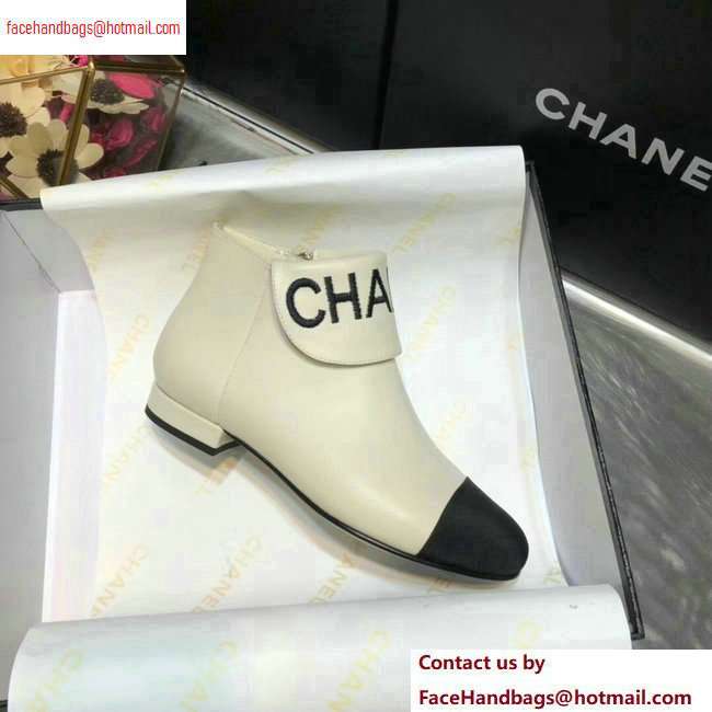 Chanel Heel 1.5cm Lambskin and Grosgrain Ankle Boots G35167 Creamy 2020 - Click Image to Close
