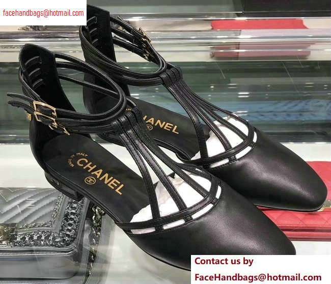 Chanel Heel 2cm Laminated Lambskin Sandals G35047 Black 2020 - Click Image to Close