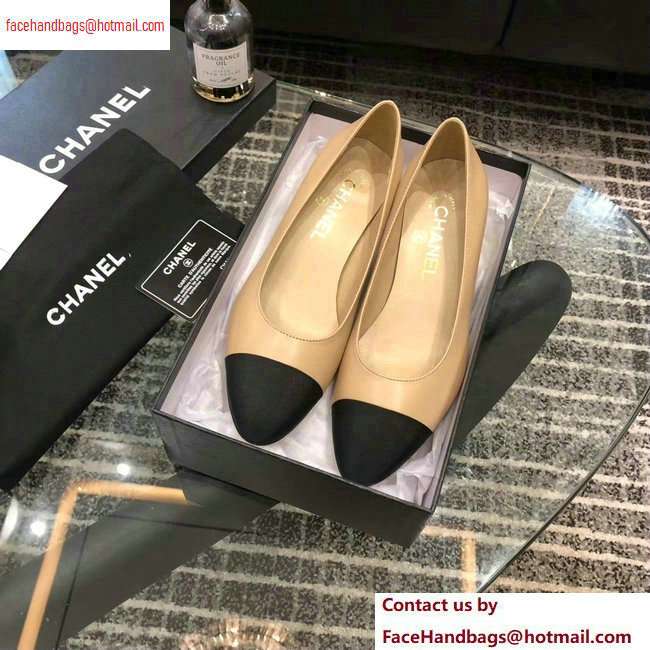 Chanel Heel 4cm Lambskin/Grosgrain Pumps G34906 apricot/Black 2020