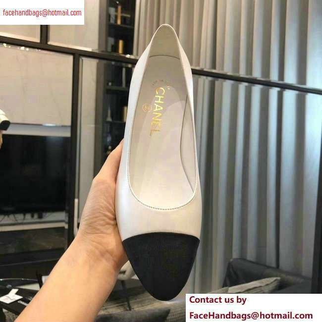 Chanel Heel 4cm Lambskin/Grosgrain Pumps G34906 white/Black 2020