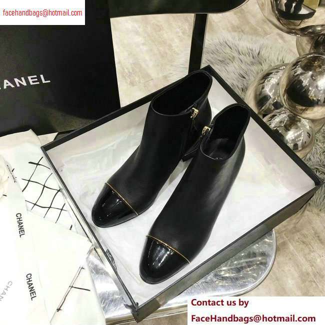 Chanel Heel 5.5cm Ankle Boots Black/Patent Leather 2020
