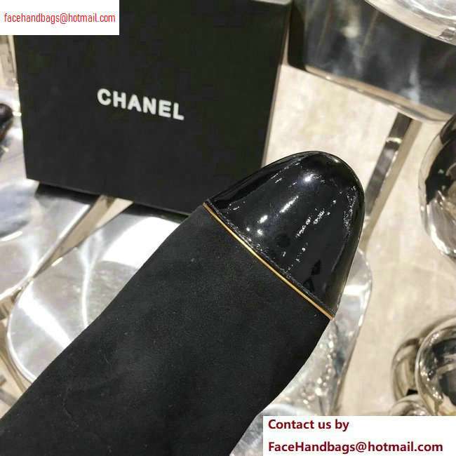 Chanel Heel 5.5cm Ankle Boots Suede Black/Patent Leather 2020