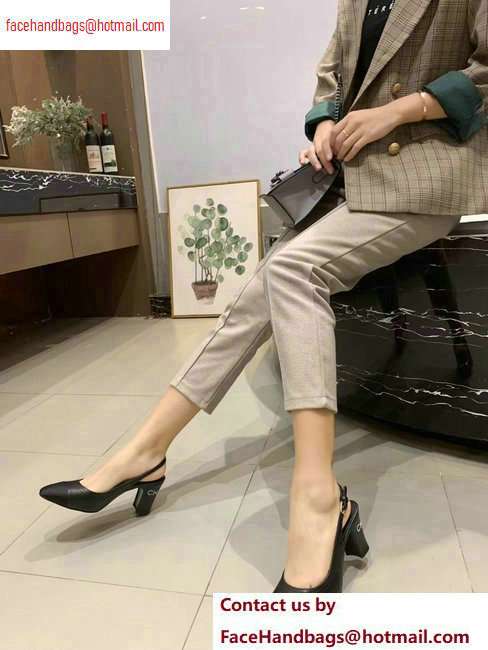 Chanel Heel 7cm Lambskin/Grosgrain/Strass Black Slingbacks G34992 2020