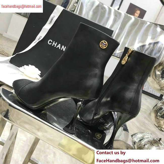 Chanel Heel 8.5cm Ankle Boots Leather Black 2020 - Click Image to Close
