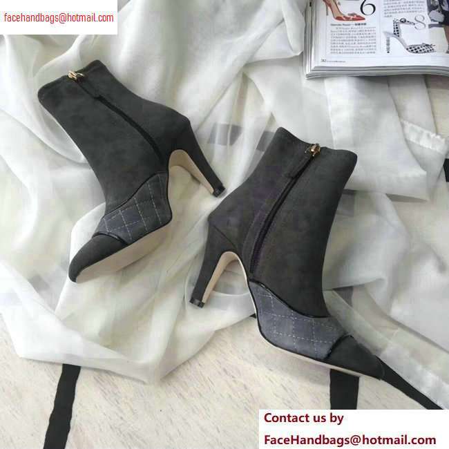 Chanel Heel 8.5cm Ankle Boots Quilting Suede Gray 2020 - Click Image to Close