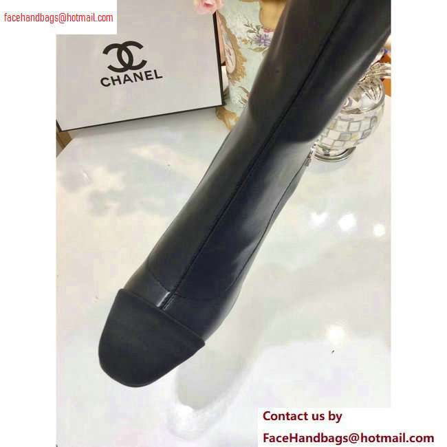 Chanel Heel 8.5cm High Boots Leather Black 2020