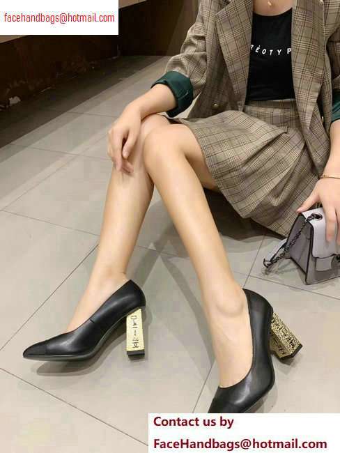 Chanel Heel 8cm Lambskin/Grosgrain Pumps G34905 Black/Gold 2020