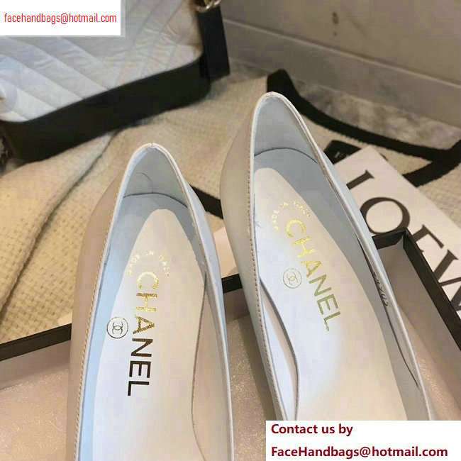 Chanel Heel 8cm Lambskin/Grosgrain Pumps G34905 white/Black 2020 - Click Image to Close