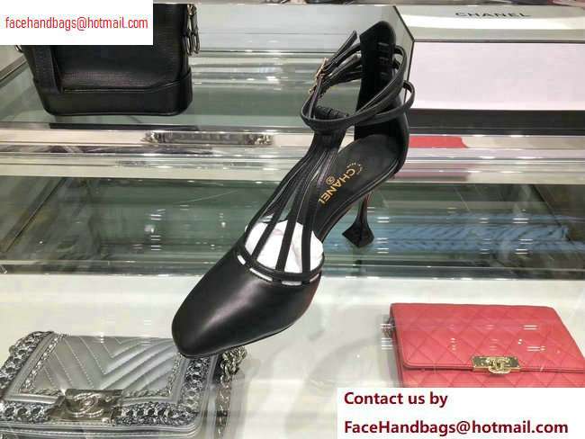 Chanel Heel 9cm Laminated Lambskin Sandals G34886 Black 2020