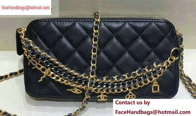 Chanel Lambskin All About Chains Clutch With Chain Bag Black 2020 - Click Image to Close