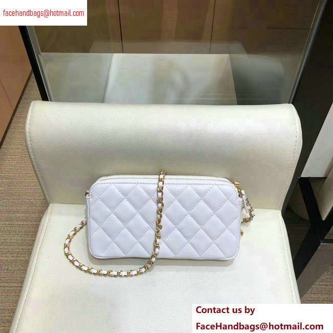 Chanel Lambskin All About Chains Clutch With Chain Bag White 2020 - Click Image to Close