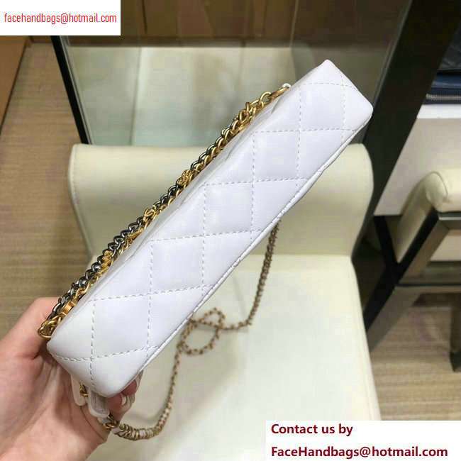 Chanel Lambskin All About Chains Clutch With Chain Bag White 2020