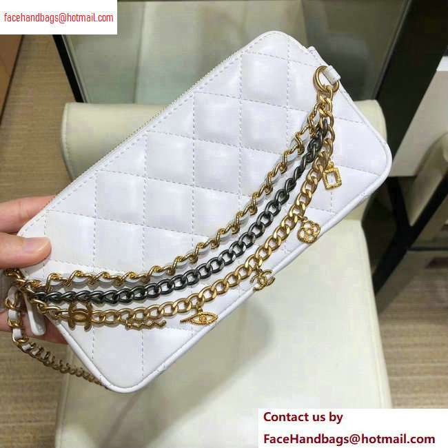 Chanel Lambskin All About Chains Clutch With Chain Bag White 2020
