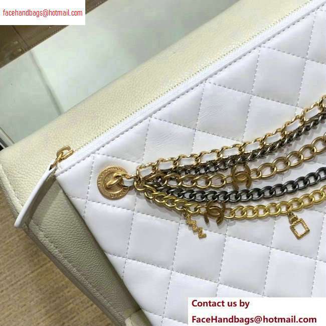 Chanel Lambskin All About Chains Pouch Clutch Bag AP0502 White 2020