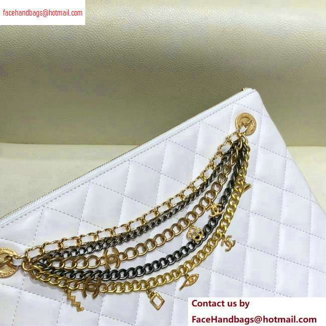 Chanel Lambskin All About Chains Pouch Clutch Bag AP0502 White 2020 - Click Image to Close