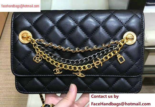 Chanel Lambskin All About Chains Wallet on Chain WOC Bag Black 2020 - Click Image to Close