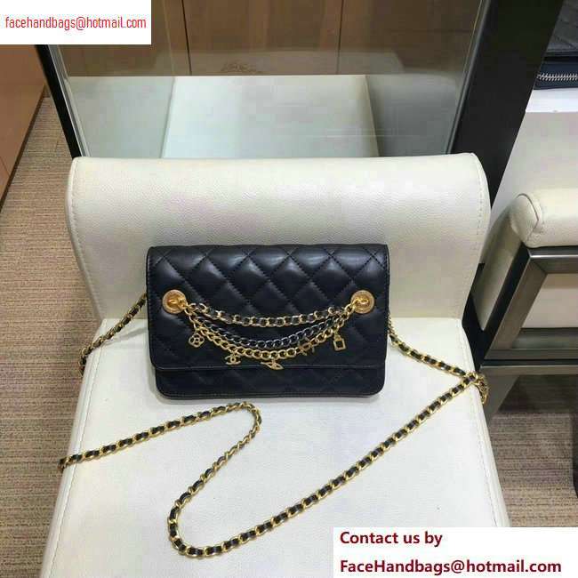 Chanel Lambskin All About Chains Wallet on Chain WOC Bag Black 2020 - Click Image to Close