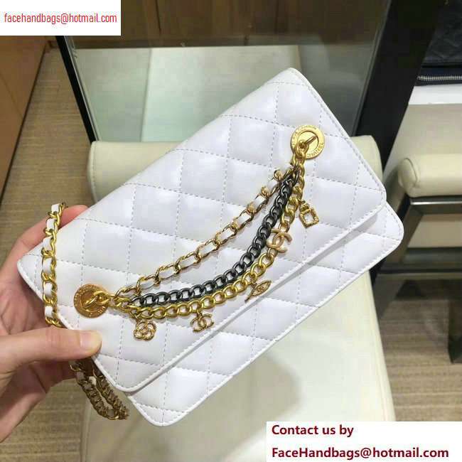 Chanel Lambskin All About Chains Wallet on Chain WOC Bag White 2020 - Click Image to Close