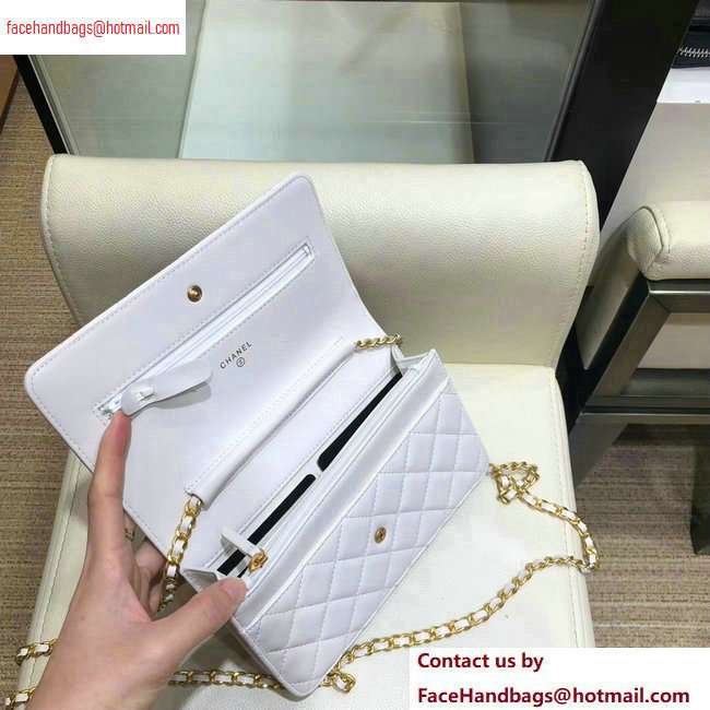 Chanel Lambskin All About Chains Wallet on Chain WOC Bag White 2020 - Click Image to Close