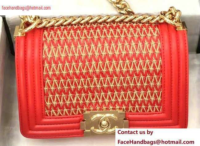 Chanel Lambskin Cotton Boy Flap Small Bag Red 2020 - Click Image to Close