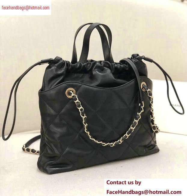 Chanel Lambskin Small Shopping Tote Bag AS0985 Black 2020