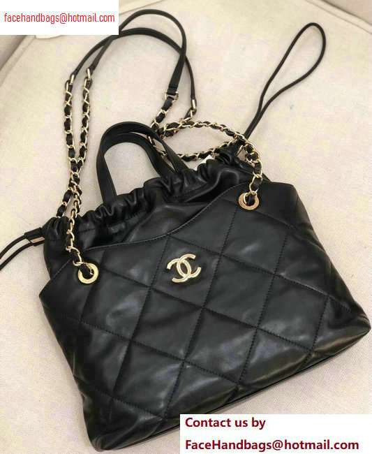 Chanel Lambskin Small Shopping Tote Bag AS0985 Black 2020