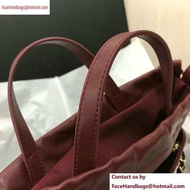 Chanel Lambskin Small Shopping Tote Bag AS0985 Burgundy 2020