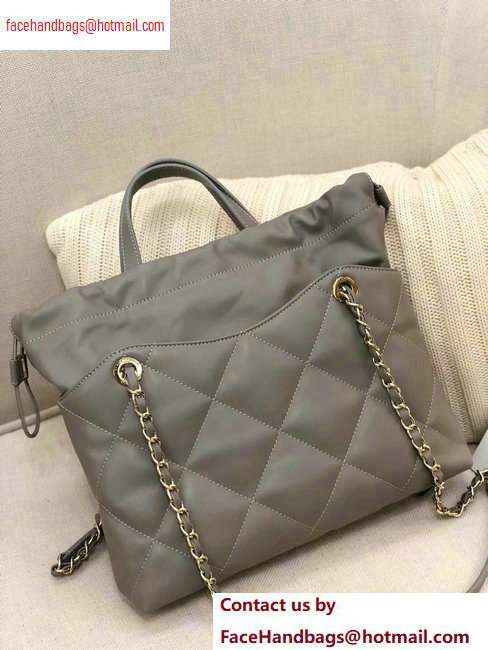 Chanel Lambskin Small Shopping Tote Bag AS0985 Gray 2020 - Click Image to Close