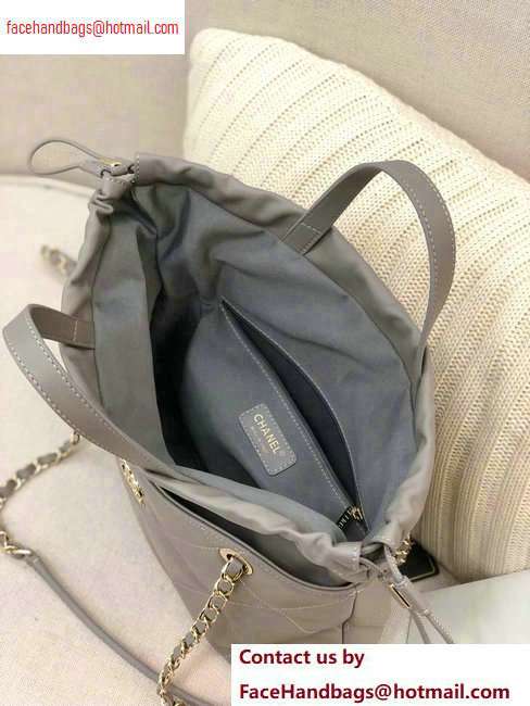 Chanel Lambskin Small Shopping Tote Bag AS0985 Gray 2020 - Click Image to Close