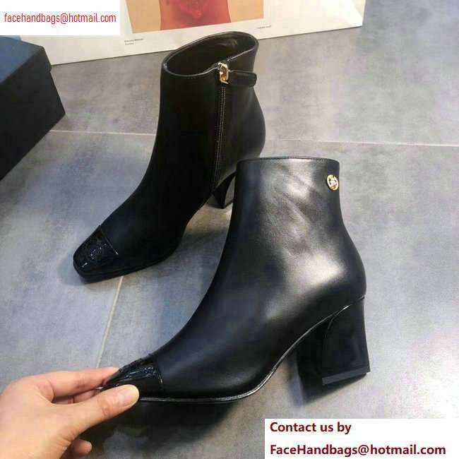 Chanel Lambskin and Patent Calfskin Ankle Boots G35073 Black 2020 - Click Image to Close