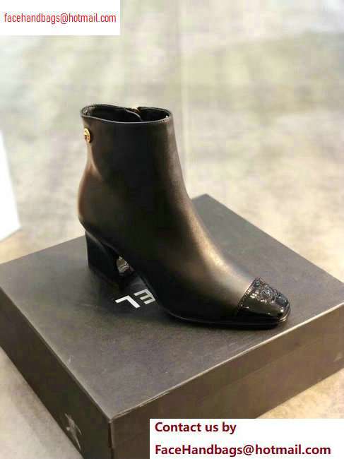 Chanel Lambskin and Patent Calfskin Ankle Boots G35073 Black 2020 - Click Image to Close