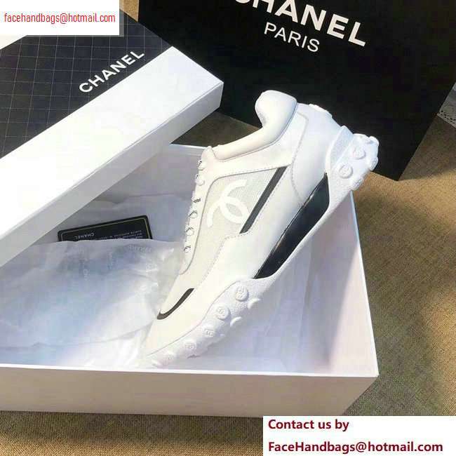 Chanel Logo Mesh and Fabric Sneakers G34086 White 2020