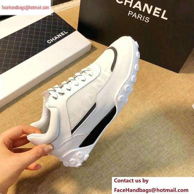 Chanel Logo Mesh and Fabric Sneakers G34086 White 2020