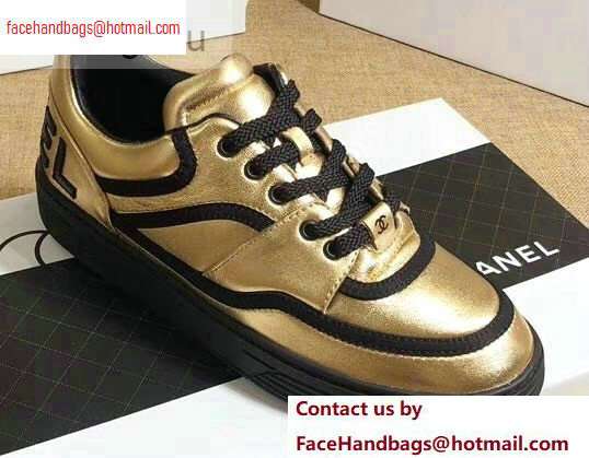 Chanel Logo Sneakers G35063 Gold 2020 - Click Image to Close