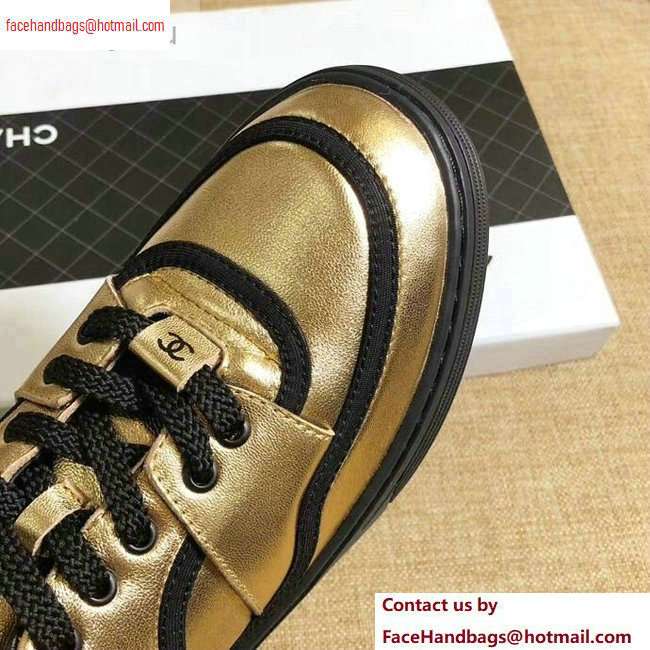 Chanel Logo Sneakers G35063 Gold 2020