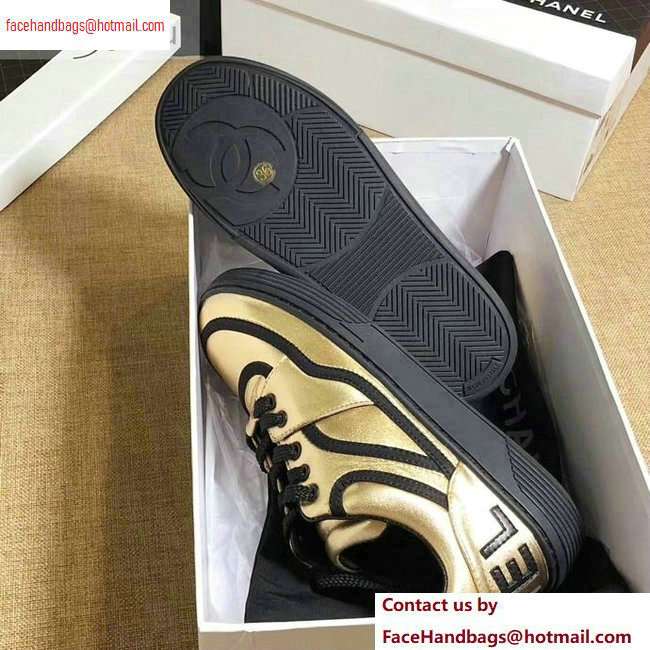 Chanel Logo Sneakers G35063 Gold 2020 - Click Image to Close