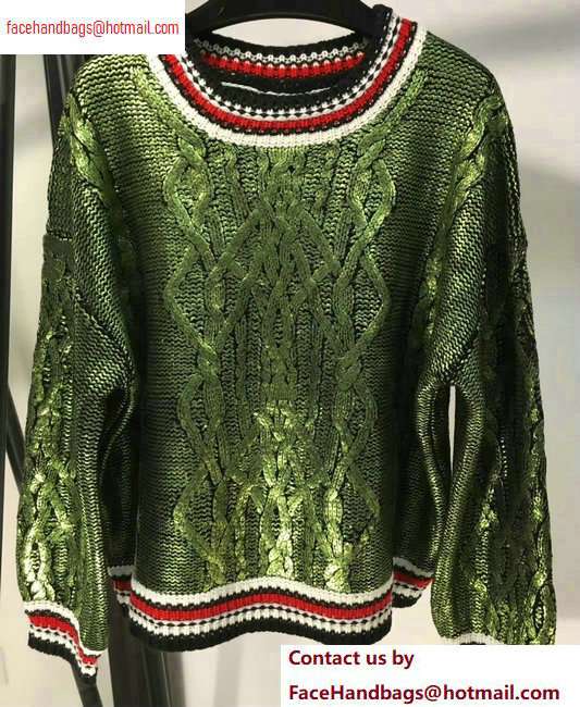 Chanel Metallic Crewneck Sweater Green 2020