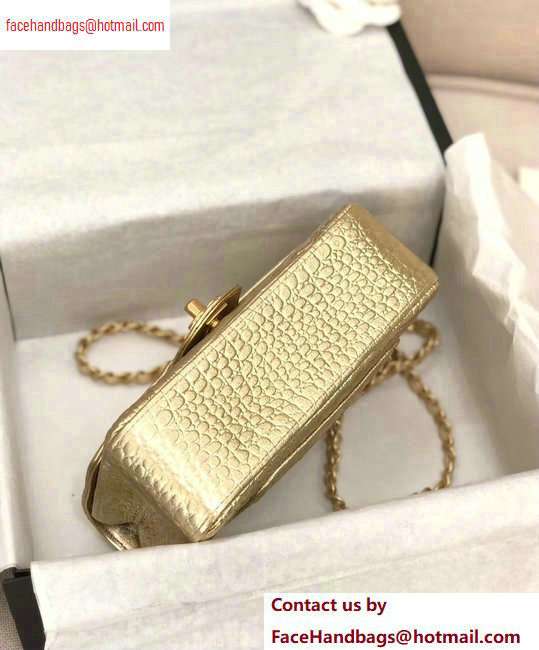 Chanel Metallic Crocodile Embossed Calfskin Mini Classic Flap Bag A69900 Gold 2020