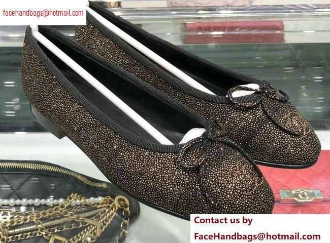 Chanel Metallic Grained Calfskin Classic Bow Ballerinas Flats G02819 Bronze 2020