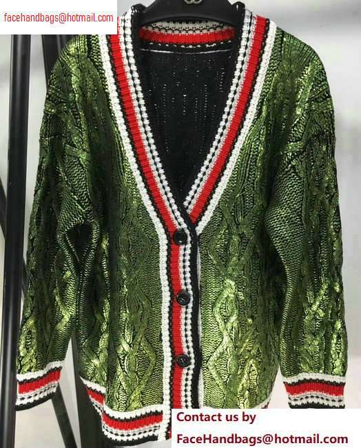 Chanel Metallic Sweater Cardigan Green 2020