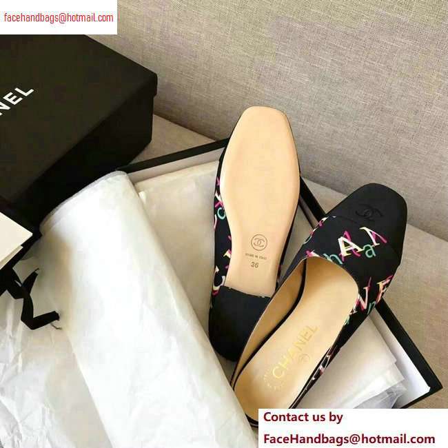 Chanel Mules Slipper Sandals Print Black 2020 - Click Image to Close