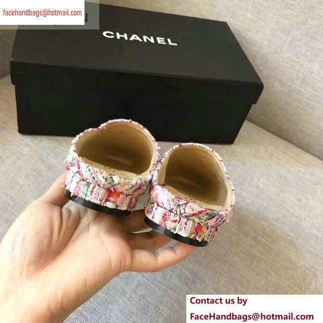 Chanel Mules Slipper Sandals Tweed Pink/White 2020